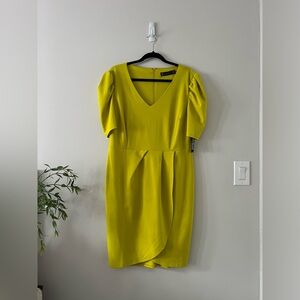 Faux Wrap Dress in Chartreuse | Women’s: XL